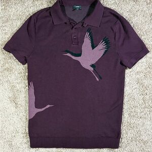 Express Purple Polo Shirt with Crane Design